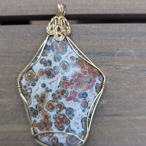 Gold Wire Wrapped Stone Pendant, One Of A Kind